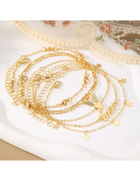 Tobilleras doradas KISS WIFE para mujeres - Joyería de pie Tobilleras doradas KISS WIFE para mujeres - Joyería de pie