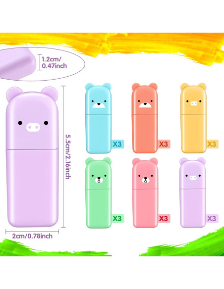 Marcadores Fluorescentes Ireer 18 Pcs Kawaii Oso Punta Chisel Marcadores Fluorescentes Ireer 18 Pcs Kawaii Oso Punta Chisel