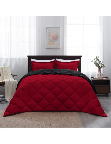Juego de Edredón Twin Básico Más Allá Rojo y Negro 1.72kg