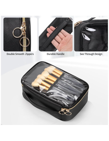 Bolsa de Maquillaje Transparente Partyreal Grande Negra 24.9x17cm