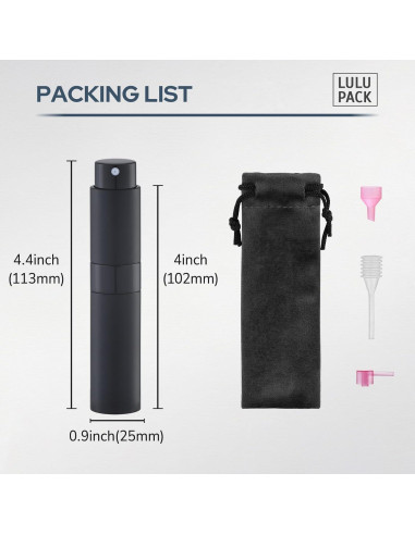 Botella Rellenable de Perfume Lulupack 10ml Negra - Atomizador de Viaje