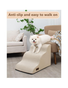 Escalera para Perros aodisman 3 Pasos Beige Antideslizante 2