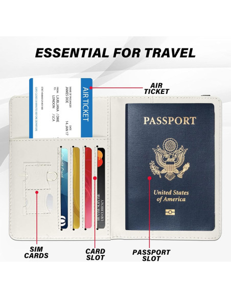Soporte de Pasaporte Miwasion Beige con Bloqueo RFID Soporte de Pasaporte Miwasion Beige con Bloqueo RFID