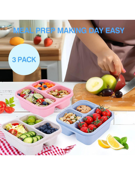 Caja Bento Rinwoc 3 Compartimentos Libre de BPA 16.7x15.1cm Caja Bento Rinwoc 3 Compartimentos Libre de BPA 16.7x15.1cm