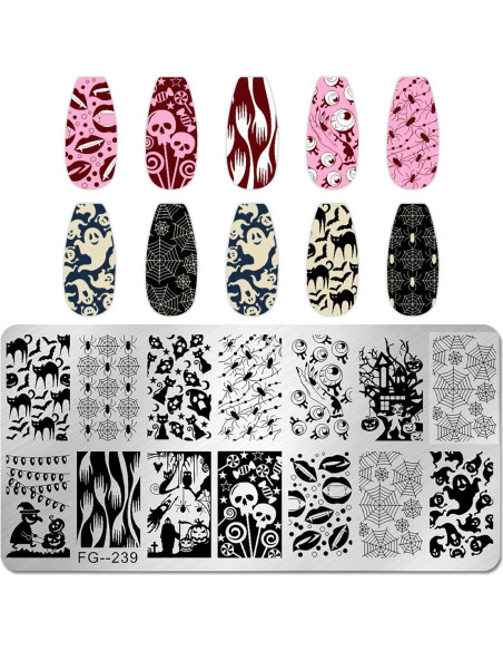 Placas de Estampado de Uñas Halloween JERCLITY 6 Pcs Placas de Estampado de Uñas Halloween JERCLITY 6 Pcs
