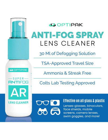 Kit Limpiador de Gafas Antivaho OPTIPAK 30ml + Paño Microfibra