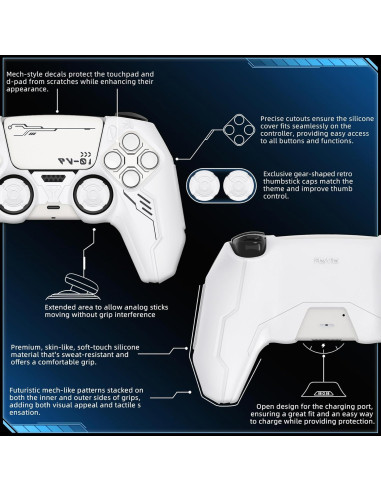 Cubierta de Silicona PlayVital para Controlador PS5 - Blanco