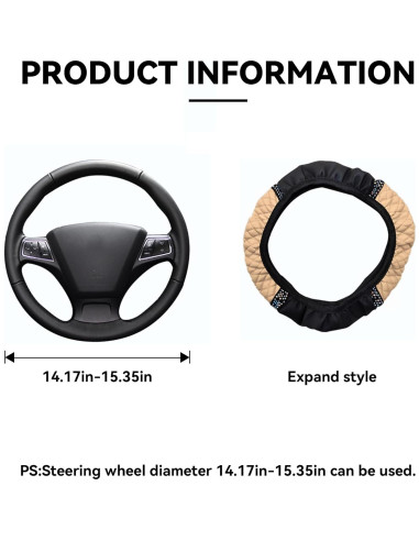 Cubierta de Volante de Coche Brillante Couslcd 38 cm Beige