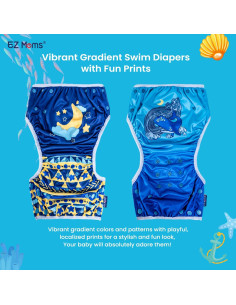 Pañales de Natación Reutilizables EZ Moms 2 Pcs Ajustables 2