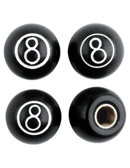 Tapa de Válvula 8-Ball Negra Accesorios Personalizados Tapa de Válvula 8-Ball Negra Accesorios Personalizados