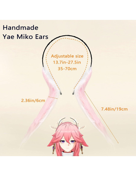 Orejas de Yae Miko Genshin Impact Hechas a Mano para Cosplay Orejas de Yae Miko Genshin Impact Hechas a Mano para Cosplay