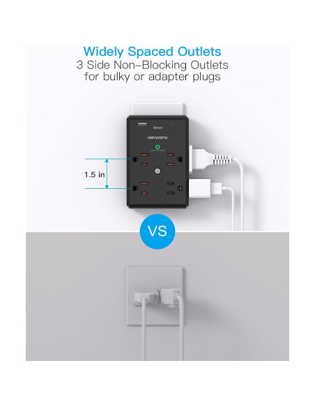 Regleta Extensora HANYCONY 8 Salidas + 3 USB C, 900J Regleta Extensora HANYCONY 8 Salidas + 3 USB C, 900J