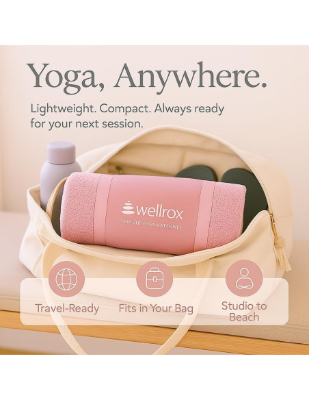 Toalla de Mat de Yoga Antideslizante Wellrox 187x66 cm Rosa Toalla de Mat de Yoga Antideslizante Wellrox 187x66 cm Rosa