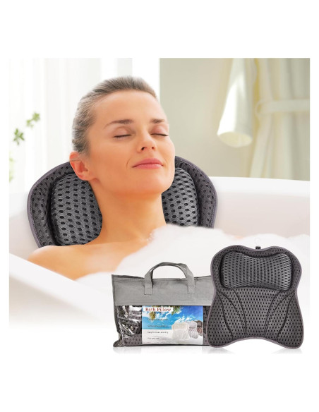Almohada de Baño Iramoiri Ergonómica con Ventosas - Gris Almohada de Baño Iramoiri Ergonómica con Ventosas - Gris