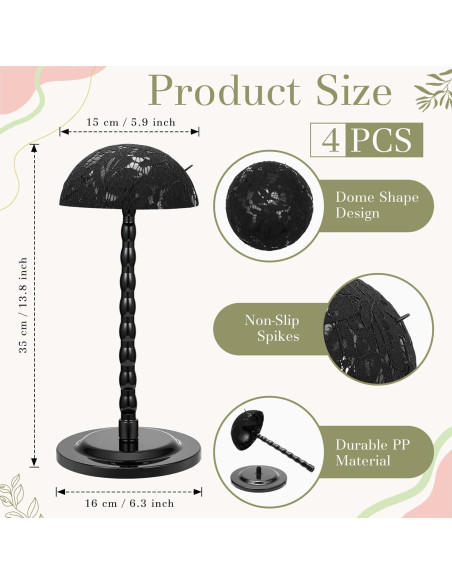 Soporte para Pelucas Geelin - 4 Piezas Antideslizantes 35 cm Negro Soporte para Pelucas Geelin - 4 Piezas Antideslizantes 35 cm Negro