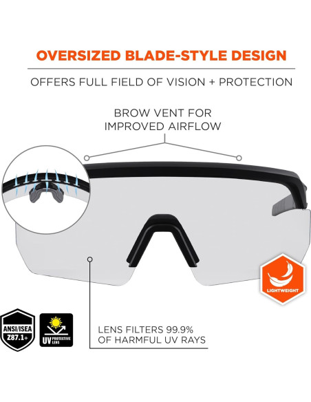 Gafas de Seguridad Ergodyne Aegir, Lente Clara, ANSI Z87.1+ Gafas de Seguridad Ergodyne Aegir, Lente Clara, ANSI Z87.1+