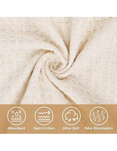 Toalla de Yoga Antideslizante SOOWASH 71x183 cm Beige 2 Pcs