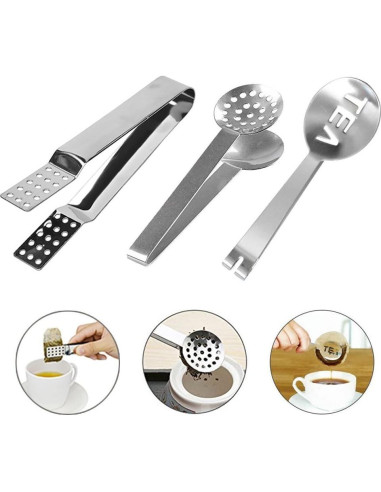 3 Pinzas de Acero Inoxidable Haishell para Bolsitas de Té
