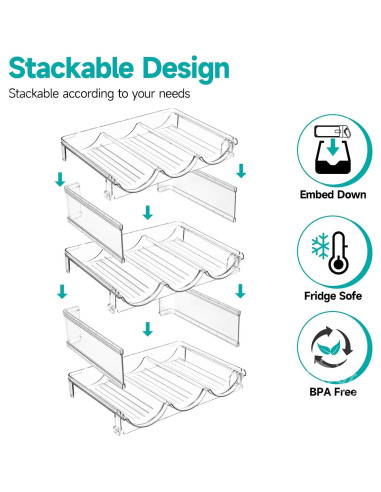 Organizador de Botellas de Agua Sbosbo 3 Pack Apilable 29.2x20.6x24.6cm