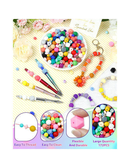 172PCS Perlas de Silicona FIVEIZERO para Manualidades - 6 Colores 172PCS Perlas de Silicona FIVEIZERO para Manualidades - 6 Colores