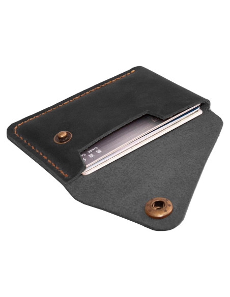 Billetera Minimalista de Cuero Turbosnail Negra - Soporte para Tarjetas Billetera Minimalista de Cuero Turbosnail Negra - Soporte para Tarjetas