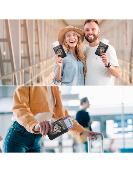 Funda de Pasaporte Coowayze Negra con Bloqueo RFID para Viajes Funda de Pasaporte Coowayze Negra con Bloqueo RFID para Viajes