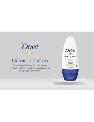 Desodorante Roll On Dove Original Clean Sin Aluminio 4x50ml