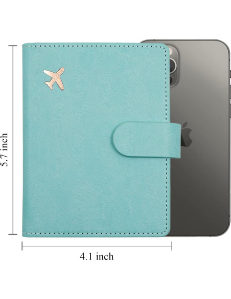 Portafolio de Pasaporte Deziliao Verde Aqua con Bloqueo RFID Portafolio de Pasaporte Deziliao Verde Aqua con Bloqueo RFID