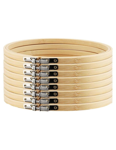 Aros de Bordado TINDTOP 8 Piezas 26 cm de Bambú