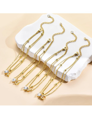 Pulsera de Tobillo de Oro 14K MYYOII con Iniciales CZ Ajustable