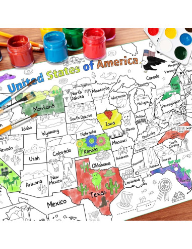 Póster para Colorear Mapa de EE. UU. PartyGarden 137x83 cm
