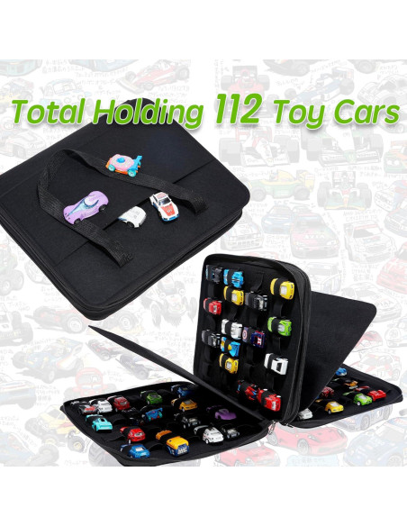 Estuche de Almacenamiento para Coches de Juguete HUHYNN 112 Ranuras Negro Estuche de Almacenamiento para Coches de Juguete HUHYNN 112 Ranuras Negro