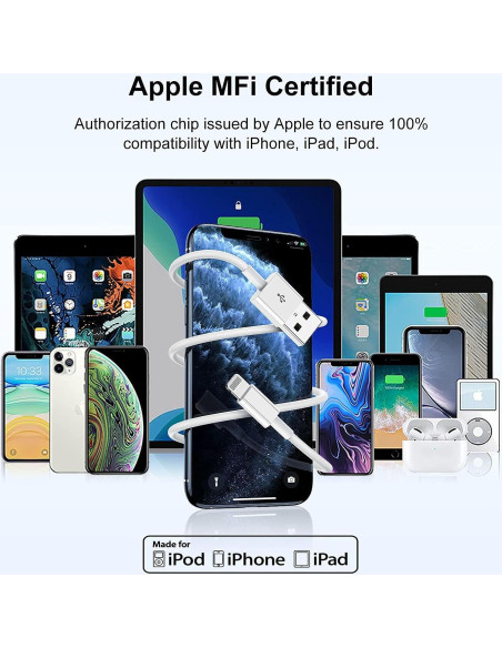 Cargador Lightning Cionum 1.83m para iPhone y iPad MFi Cargador Lightning Cionum 1.83m para iPhone y iPad MFi