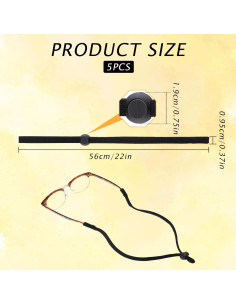 Correa para Gafas Giantree 5 PCS Ajustable Unisex Negro 2