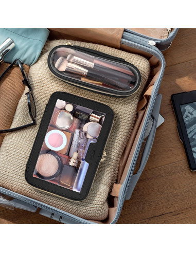 Bolsa de Maquillaje Transparente Soimeat Mediana Negra