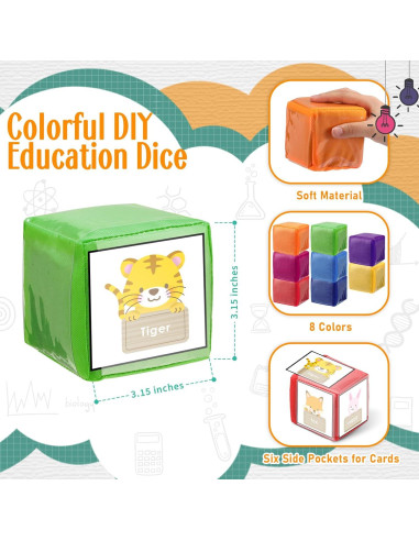 Dados de Espuma Educativos Yilloog 16 Pcs 8 cm Color Sólido