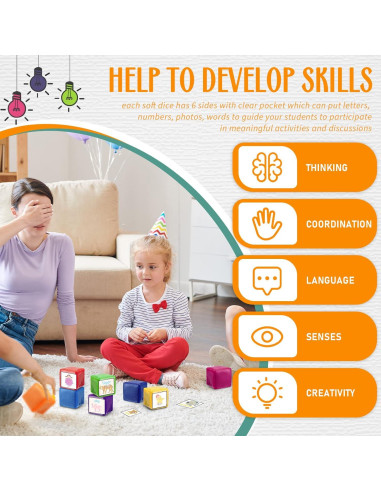 Dados de Espuma Educativos Yilloog 16 Pcs 8 cm Color Sólido