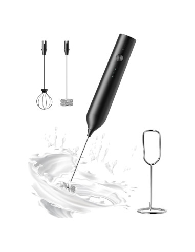 Espumador de Leche Eléctrico QTDHG Recargable Negro 10W