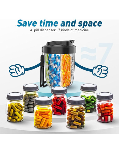 Dispensador de Pastillas NAVIKIA 7 Compartimentos Negro