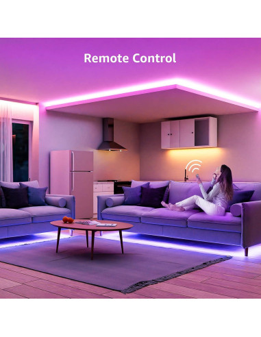 Tira LED RGB 12m Lepro con control remoto 44 teclas 24V