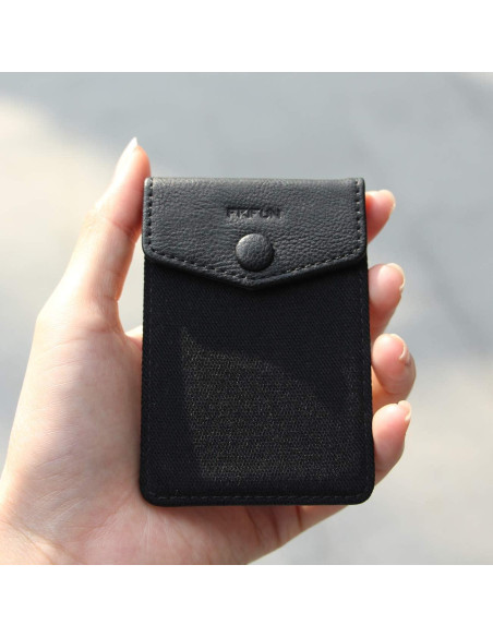 Billetera de cuero autoadhesiva FRIFUN para tarjetas - Negro Billetera de cuero autoadhesiva FRIFUN para tarjetas - Negro