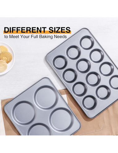 Juego de Moldes para Muffin HONGBAKE 4 Tazas Antiadherente