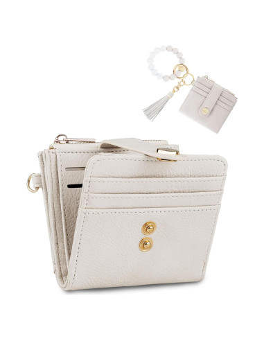 Cartera de muñeca Sunpour Beige con bloqueo RFID y llavero