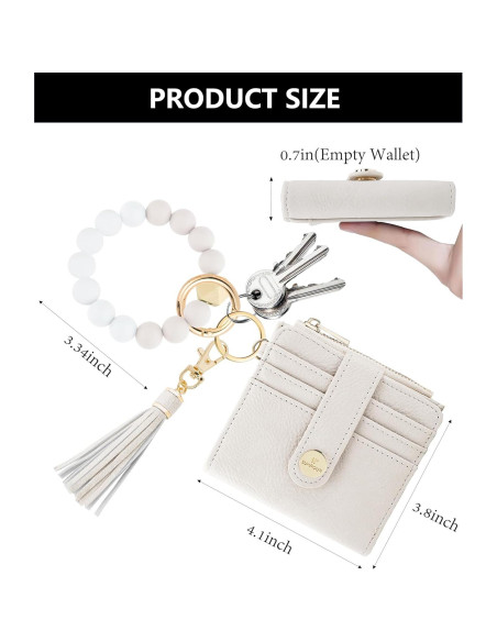 Cartera de muñeca Sunpour Beige con bloqueo RFID y llavero Cartera de muñeca Sunpour Beige con bloqueo RFID y llavero