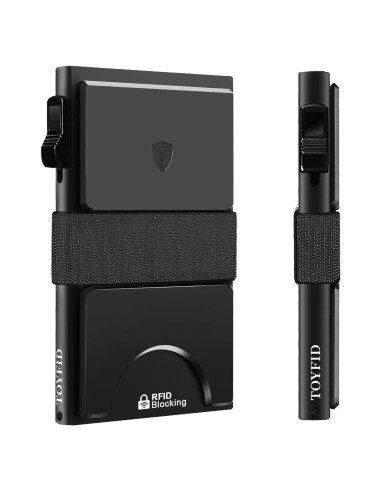 Billetera Minimalista TOYFID Negra con Bloqueo RFID y Soporte
