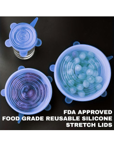 Tapa de Silicona Reutilizable Cubicozy - 18 Piezas Estirables 2