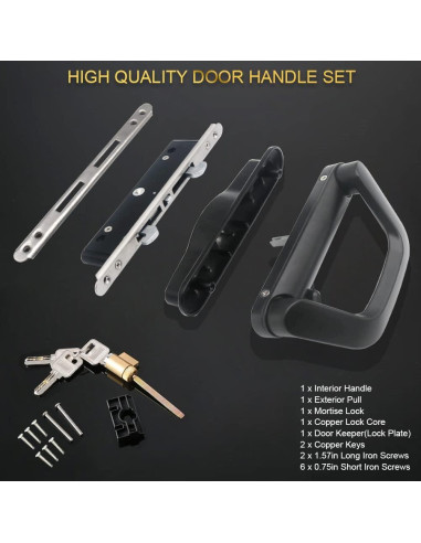 Juego de Manija para Puerta Corredera ALYWASAI Negro 12.7cm