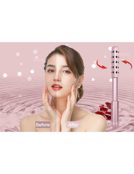 Rodillo de Masaje Facial HyyMe con 30 Piedras de Germanio Rosa Rodillo de Masaje Facial HyyMe con 30 Piedras de Germanio Rosa