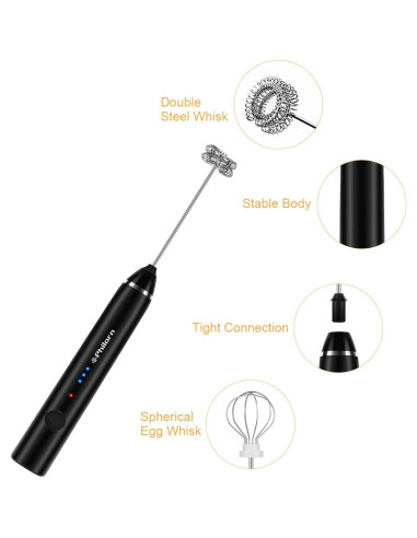 Espumador de Leche Portátil Philorn Recargable USB-C 1200mAh