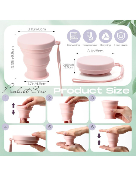 8 Tazas de Silicona Plegables Funnymoom 200 ml Colores Macaron 8 Tazas de Silicona Plegables Funnymoom 200 ml Colores Macaron